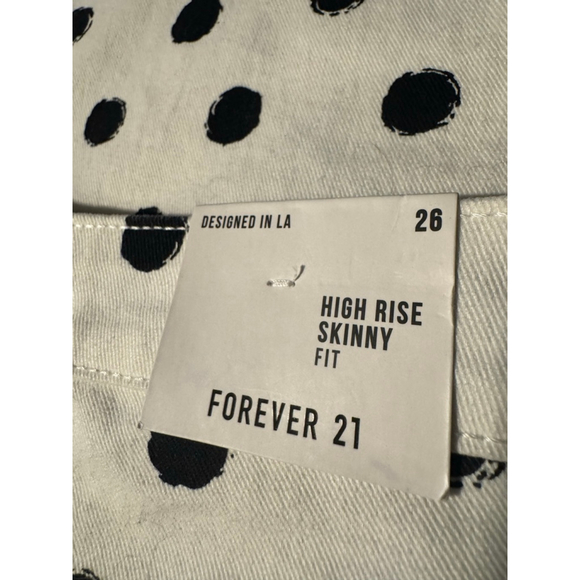 Forever 21 Polka Dot Jeans High Rise Skinny Size 26 Black White Stretch Y2K NWT - Picture 6 of 7